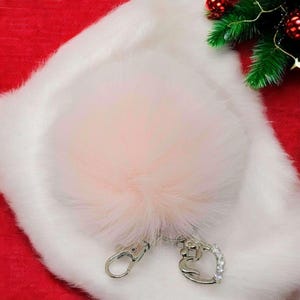 Rhinestone Mother and Baby Keychain/Faux Fur Pom Pom Charm Key Chain-Purse Charm/Journal Charm - - LadybugfeetDesigns -