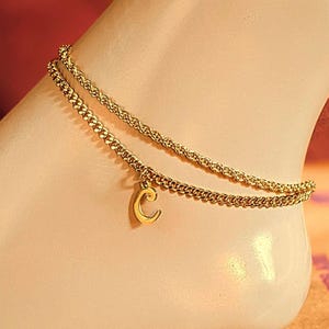 Gold Rope Chain Anklet - - LadybugfeetDesigns -