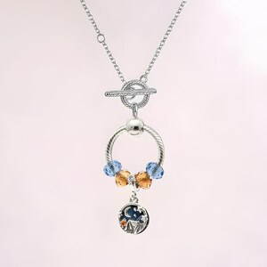 Sleeping Under the Stars Sterling Silver Toggle Charm Necklace, 20 inches - - LadybugfeetDesigns -