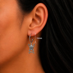 Fancy Frog Hoop Earrings, Silver - 16mm - - LadybugfeetDesigns -