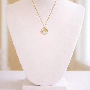 Pearl Shell Heart Sun necklace, Gold- 20 inch - - LadybugfeetDesigns -