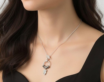 Pretty Owl Sterling Silver Toggle Charm Necklace, 20 inches