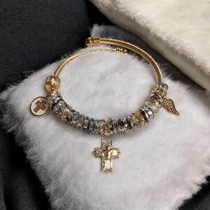 Easy Wrap Memorial Cuff Bracelet, Gold - - LadybugfeetDesigns -