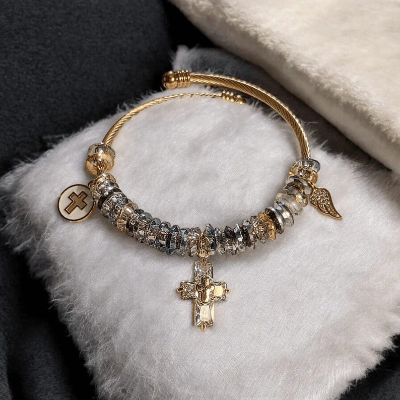 Easy Wrap Memorial Cuff Bracelet, Gold - - LadybugfeetDesigns -