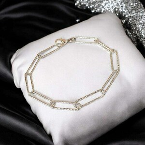 Diamond Cut Silver Paperclip Chain Bracelet - - LadybugfeetDesigns -