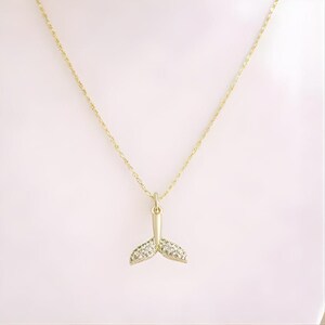 CZ Whale Tail necklace, Gold - 20 inch - - LadybugfeetDesigns -