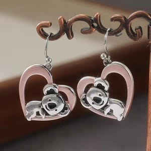 Rustic Koala Bear Heart Earrings - - LadybugfeetDesigns -