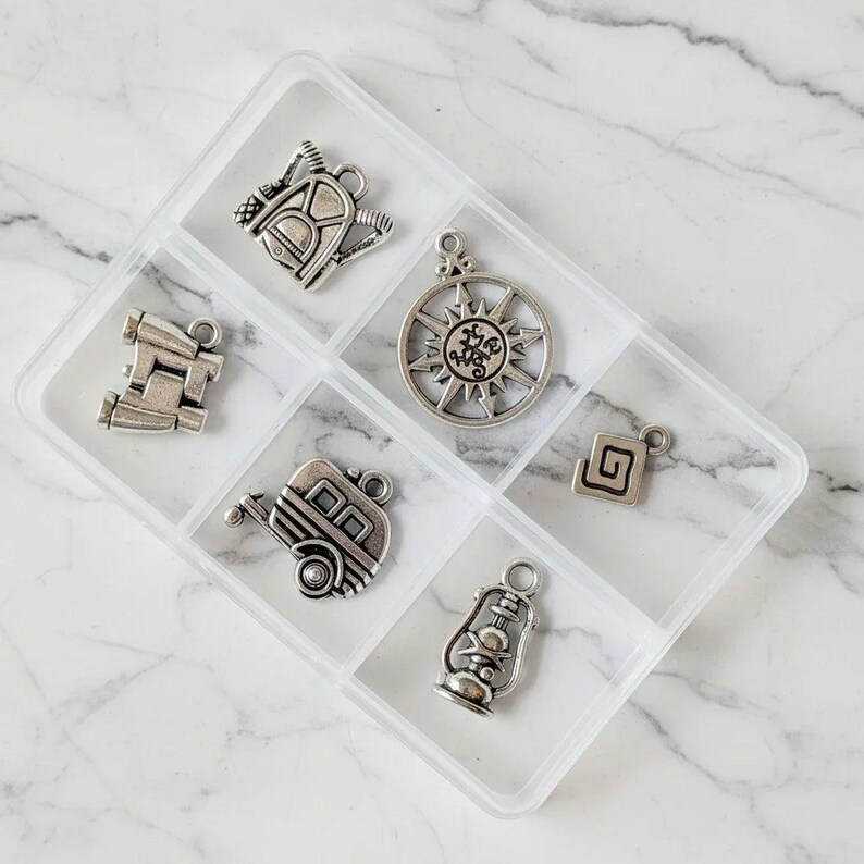 Happy Camper Mini Charm Box - 6 pc., Silver - - LadybugfeetDesigns -