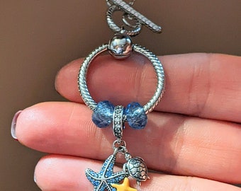 Sea Life Sterling Silver Toggle Charm Necklace