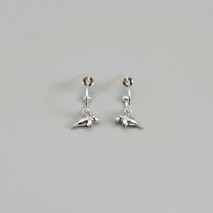 Manatee Mini Hoop Huggie Earrings, Silver- 12mm - - LadybugfeetDesigns -