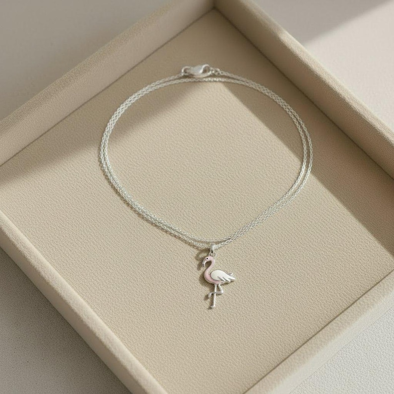 Rustic Flamingo Necklace, 20 inches - Silver - - LadybugfeetDesigns -