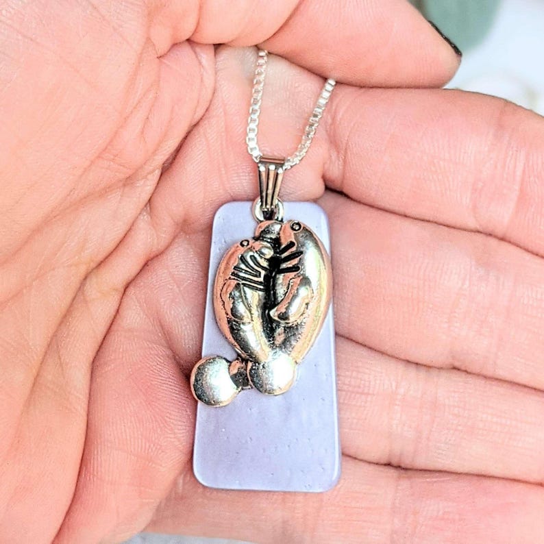 Manatee with Calf Tag necklace, Silver - 30 inch - - LadybugfeetDesigns -
