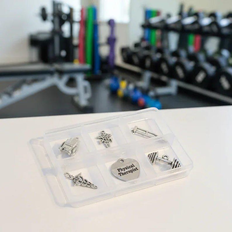 Physical Therapist Mini Charm Box - 6 pc., Silver - - LadybugfeetDesigns -