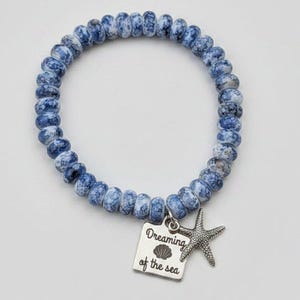 Dreaming of the Sea Beaded Stretch Bracelet - - LadybugfeetDesigns -