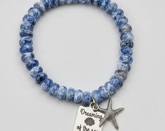 Dreaming of the Sea Beaded Stretch Bracelet