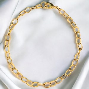 Shiny Gold-Tone Oval Link Charm Bracelet Base D.i.y. Build Your Charm Bracelet image 1