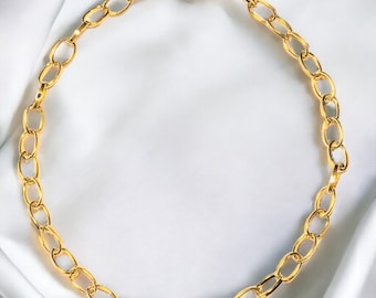 Shiny Gold-Tone Oval Link Charm Bracelet Base - D.i.y. - Build Your Charm Bracelet!