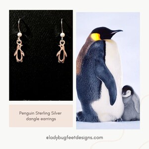 Penguin Sterling Silver dangle earrings - - LadybugfeetDesigns -
