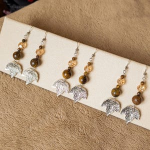 Maple Leaf Crystal Hook Earrings, Silver - - LadybugfeetDesigns -