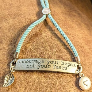 Encourage Your Hopes Not Your Fears Twisted Rope Bolo bracelet - - LadybugfeetDesigns -