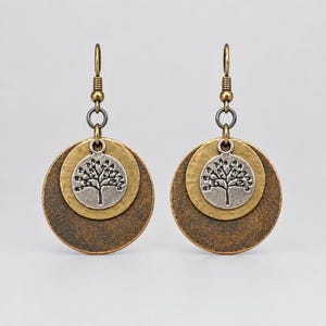 Bronze Tree of Life Dangle Earrings, Bronze - - LadybugfeetDesigns -