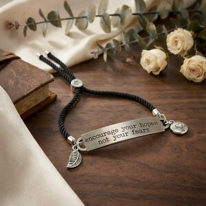 Encourage Your Hopes Not Your Fears Twisted Rope Bolo bracelet - - LadybugfeetDesigns -