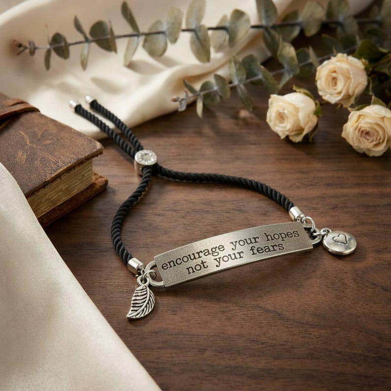 Encourage Your Hopes Not Your Fears Twisted Rope Bolo bracelet - - LadybugfeetDesigns -