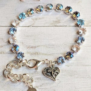 Fancy Filigree Heart Faceted Crystal Bracelet