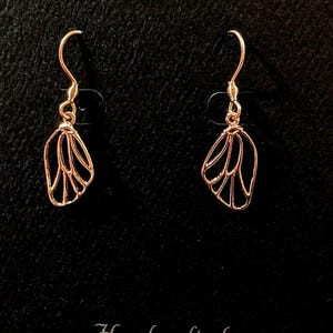 Butterfly/Fairy Wing Rose Gold necklace/earrings set, 18 inch - - LadybugfeetDesigns -