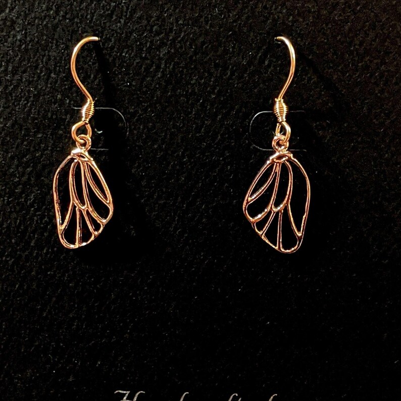 Butterfly/Fairy Wing Rose Gold necklace/earrings set, 18 inch - - LadybugfeetDesigns -