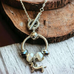 Dachshund Sterling Silver Toggle Charm Necklace, 20 inches - - LadybugfeetDesigns -
