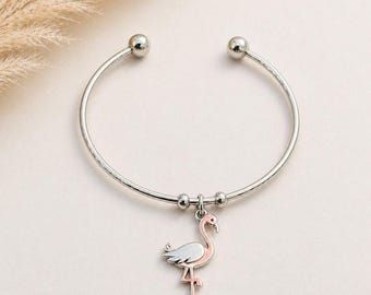 Flamingo Euro Bangle Cuff, Silver