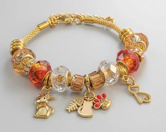 MEOW European beaded bracelet - Gold