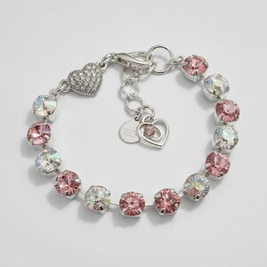 Rhinestone Heart Faceted Crystal Bracelet - - LadybugfeetDesigns -