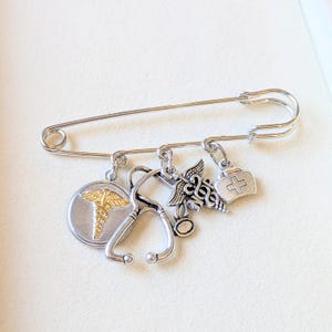 NP - Nurse Practitioner Safety Pin Brooch, Purse Charm - - LadybugfeetDesigns -