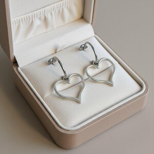 Rustic Heart Hoop Earrings, Silver - 16mm - - LadybugfeetDesigns -