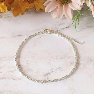 Silver Rope Chain Anklet - - LadybugfeetDesigns -