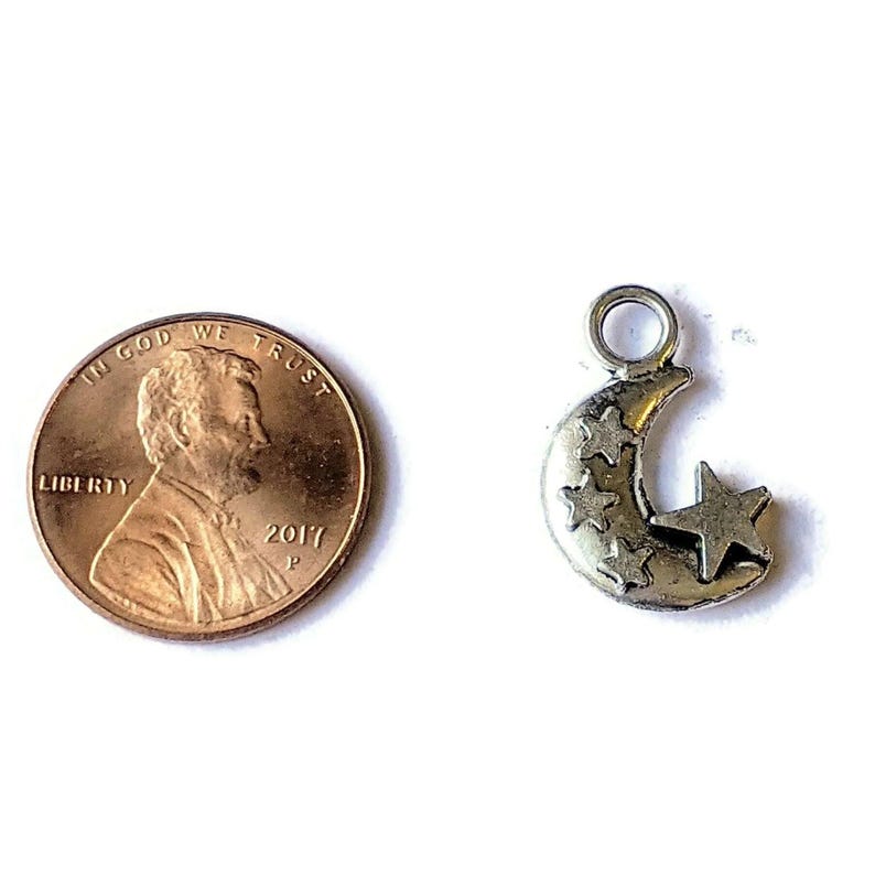 Silver Celestial Moon & Star Charm - - LadybugfeetDesigns -