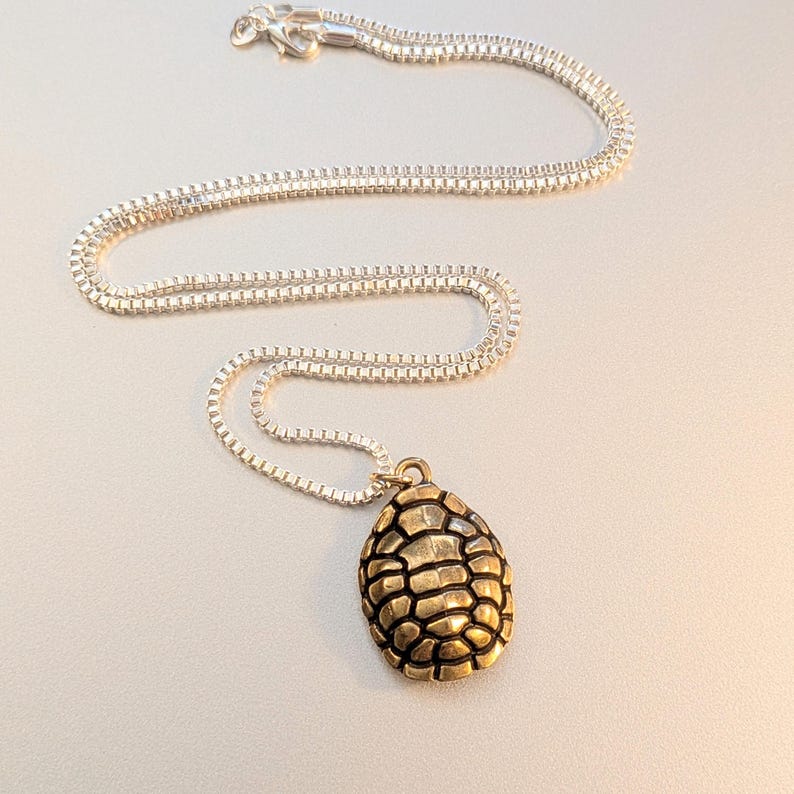 Two Tone Turtle Shell Necklace, Sterling Silver- 24 inches - - LadybugfeetDesigns -