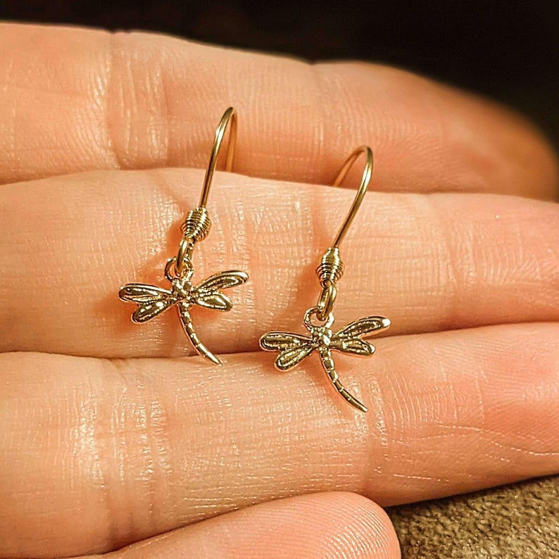 Dragonfly Rose Gold necklace/earrings set, 18 inch - - LadybugfeetDesigns -