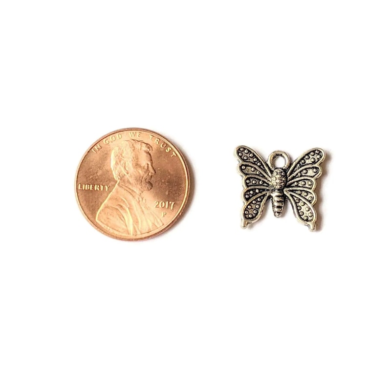 Silver Butterfly Charm II - - LadybugfeetDesigns -