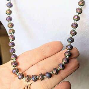 Pretty Peacock Crystal Knotted Necklace -36 inch - - LadybugfeetDesigns -