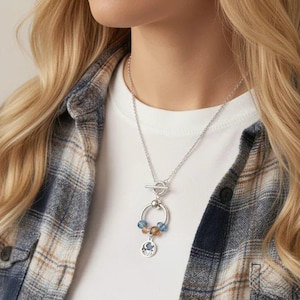 Sleeping Under the Stars Sterling Silver Toggle Charm Necklace, 20 inches - - LadybugfeetDesigns -