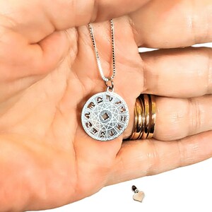 Zodiac Wheel Chart Necklace, Silver - Adjustable up to 24 inches - - LadybugfeetDesigns -