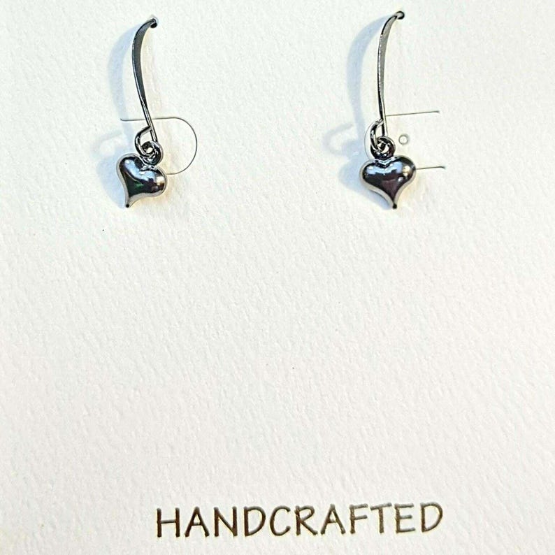 Tiny Puffy Heart Earrings - - LadybugfeetDesigns -