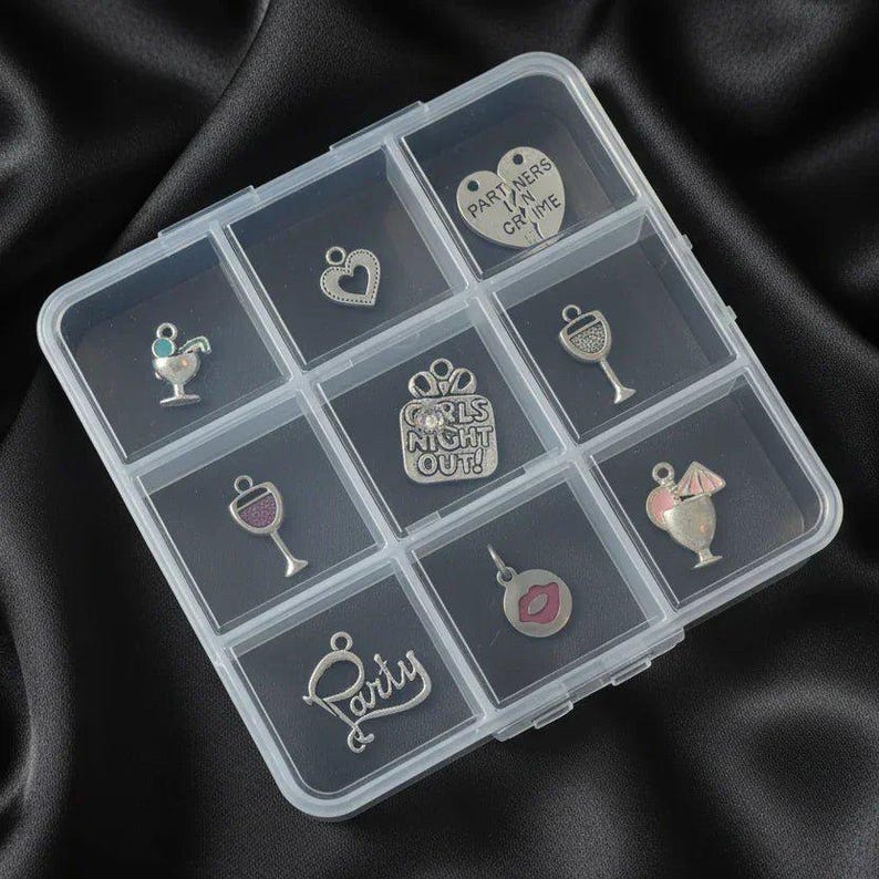 Girl's Night Out Charm Box - 9 pc., Silver - - LadybugfeetDesigns -