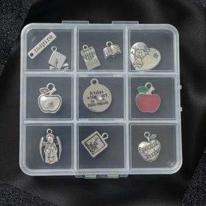 Teacher Charm Box - 11 pc., Silver - - LadybugfeetDesigns -