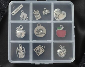 Teacher Charm Box - 11 pc., Silver