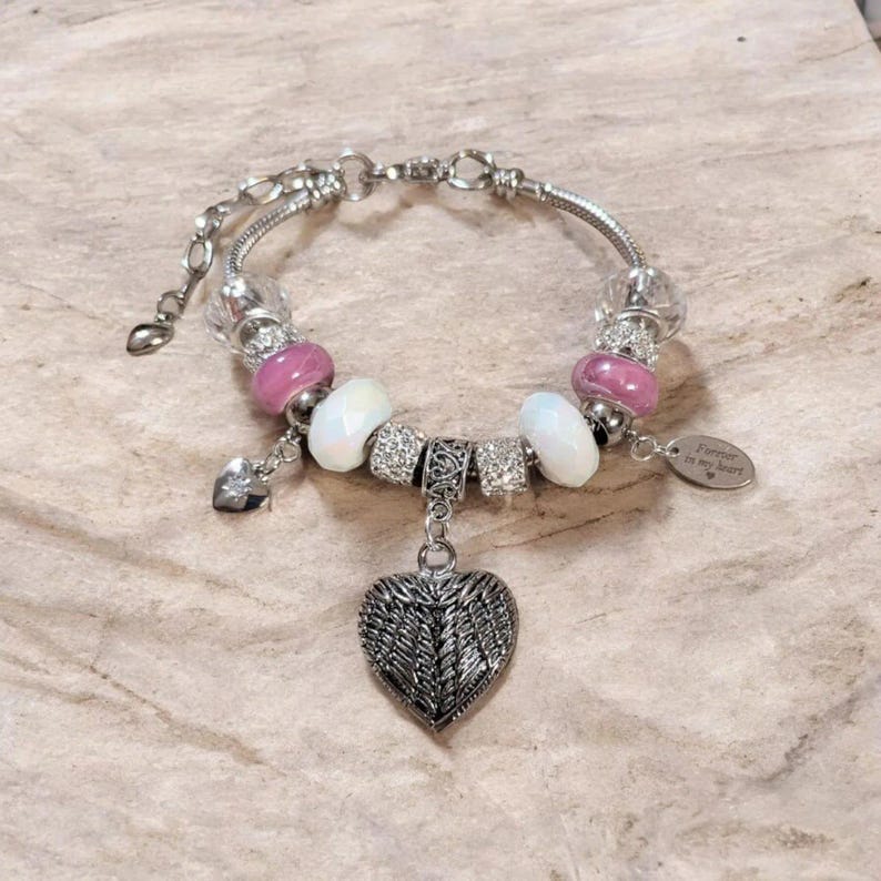 Forever in My Heart Memory bracelet, Silver - - LadybugfeetDesigns -