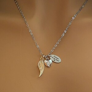Forever in my Heart Memory necklace, Silver - 20 inch - - LadybugfeetDesigns -